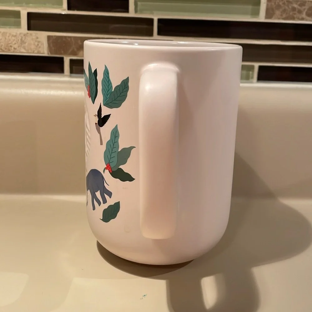 *RARE* STARBUCKS UEC Cream Colored Coffee Mug Fox Tiger Hummingbird elephant - Picture 5 of 9